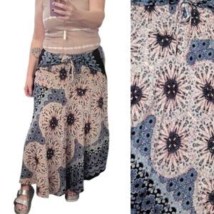 Joob Joob Blue Floral Boho Chic Multi Way Asymmetrical Maxi Skirt Size L / XL